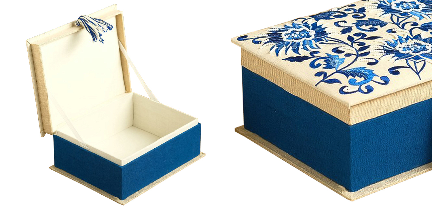 Шкатулка с вышивкой Blue Flowers Beads Embroidery Box Шкатулка с вышивкой Blue Flowers Beads Embroidery Box - Loft-Concept в Саратове