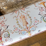 Банкетка из массива бука бежевая с растительным орнаментом Raffael Beige Floral Banquette варинант исполнения - 2 | Loft Concept в Саратове