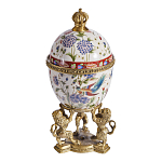 Шкатулка в форме яйца на величественных львах из фарфора с бронзовыми элементами Eden Garden варинант исполнения - 4 | Loft Concept в Саратове