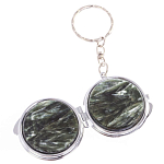 Зеркало брелок карманное двухстороннее из натурального камня Серафинит Stone Mirrors варинант исполнения - 6 | Loft Concept в Саратове