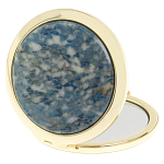 Зеркало карманное складное круглое из натурального камня Лазурит в подарочной упаковке Gold Stone Mirrors варинант исполнения - 2 | Loft Concept в Саратове