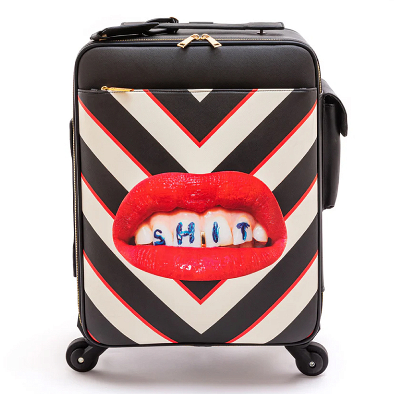 Чемодан дорожный SELETTI Travel Kit Trolley Shit Черный Белый Красный Чемодан дорожный SELETTI Travel Kit Trolley Shit Черный Белый Красный в Саратове | Loft Concept