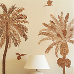 Обои с вышивкой ручной работы Deco Palms Raffia on linen варинант исполнения - 1 | Loft Concept в Саратове