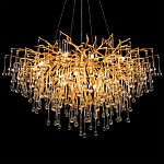 Люстра подвесная с прозрачными стеклянными подвесками в форме капель Диаметр 100 см Droplet Chandelier варинант исполнения - 8 | Loft Concept в Саратове