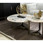 Столик журнальный с круглой мраморной столешницей Unique Stone Design варинант исполнения - 8 | Loft Concept в Саратове