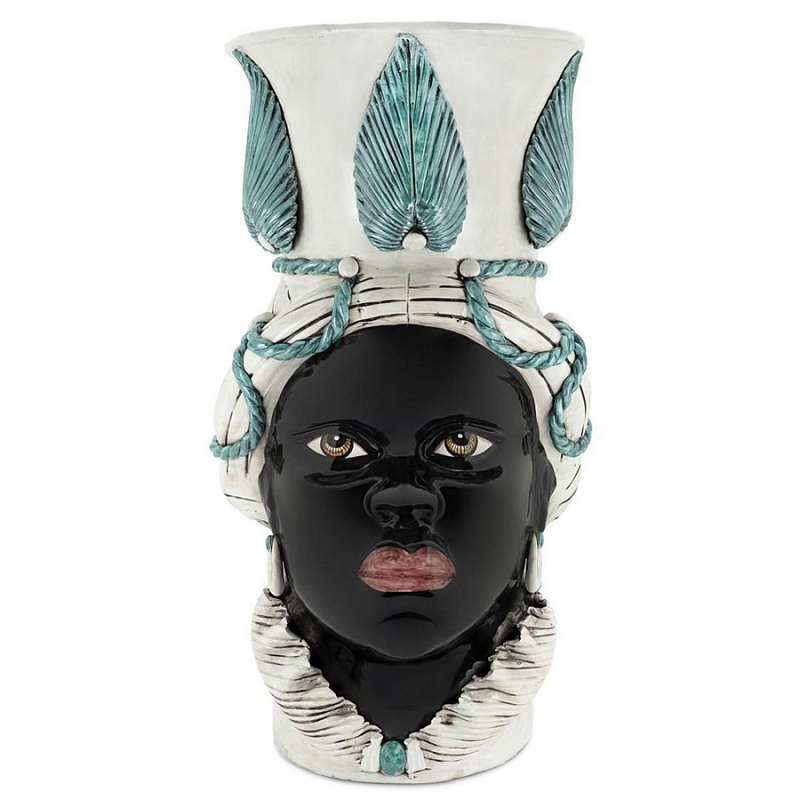 Ваза Vase Moro Lady Giant With Leaf Malachite Черный Бежевый Голубой Ваза Vase Moro Lady Giant With Leaf Malachite Черный Бежевый Голубой в Саратове | Loft Concept