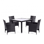 Обеденный комплект из искуственного ротанга Vintara черный варинант исполнения - 1 | Loft Concept в Саратове
