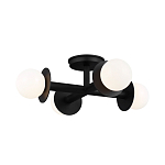 Потолочный светильник с тремя белыми матовыми стеклянными плафонами в форме шаров на черном основании Generation Lighting варинант исполнения - 2 | Loft Concept в Саратове