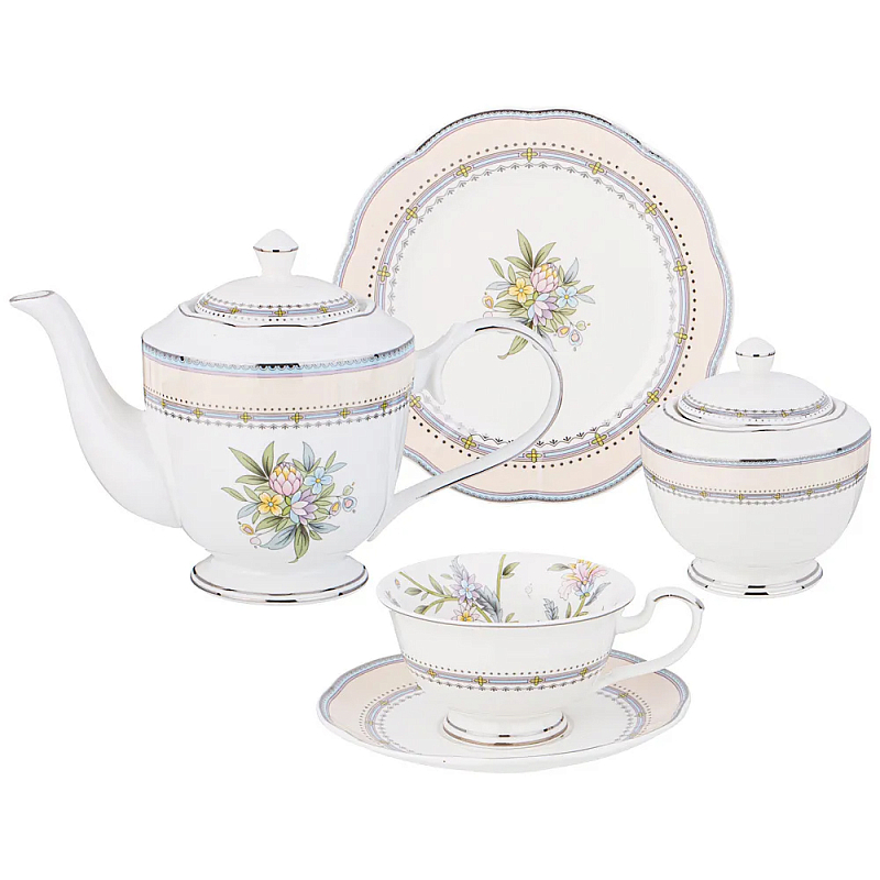 Чайный сервиз из фарфора на 6 персон 20 предметов Tea Flower Set Мульти в Саратове | Loft Concept 