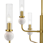 Люстра с 6-ю плафонами в форме стеклянных трубок и мраморных декоративных элементов Montreal варинант исполнения - 5 | Loft Concept в Саратове