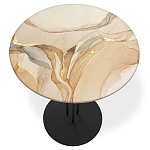 Стол журнальный круглый с бежевой столешницей из стекла Beige Marble варинант исполнения - 2 | Loft Concept в Саратове