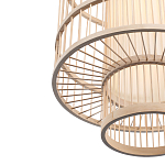 Подвесной светильник из деревянных прутьев с плафоном из натуральной ткани Light Inside the Cell варинант исполнения - 6 | Loft Concept в Саратове