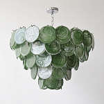 Люстра из зеленых стеклянных дисков с перламутровым эффектом Green Glowing Glaze варинант исполнения - 5 | Loft Concept в Саратове
