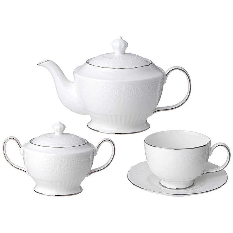 Чайный сервиз белый из фарфора на 6 персон 14 предметов Garden Whisper Porcelain Set Белый Чайный сервиз белый из фарфора на 6 персон 14 предметов Garden Whisper Porcelain Set Белый в Саратове | Loft Concept