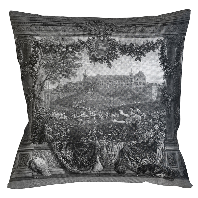 Декоративная подушка Blois Pillow Черно-белый Бежевый Декоративная подушка Blois Pillow Черно-белый Бежевый в Саратове | Loft Concept
