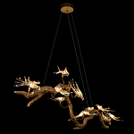 Люстра подвесная линейная с прозрачными стеклянными птичками на ветвях Serip Voa варинант исполнения - 5 | Loft Concept в Саратове