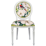 Стул светло-серый из натурального бука с изображением птиц и цветов Blooming Red Birds варинант исполнения - 1 | Loft Concept в Саратове