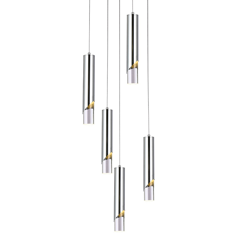 Подвесной светильник Metal Acrylic Tube Five Chrome Hanging Lamp Хром Прозрачный Подвесной светильник Metal Acrylic Tube Five Chrome Hanging Lamp Хром Прозрачный в Саратове | Loft Concept
