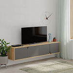ТВ-тумба подвесная цвета древесины с 4-мя темно-серыми дверцами SPARK TV STAND OAK ANTHRACITE варинант исполнения - 3 | Loft Concept в Саратове