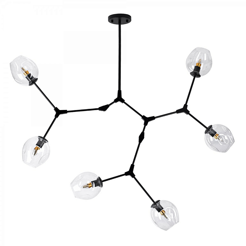 Люстра Сrumpled Glass Bubble Chandelier Black 6 плафонов Черный Прозрачное Стекло Люстра Сrumpled Glass Bubble Chandelier Black 6 плафонов Черный Прозрачное Стекло в Саратове | Loft Concept
