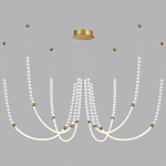 Люстра подвесная с 6-ю изогнутыми плафонами и белыми декоративными шариками PEARLS Suspension варинант исполнения - 3 | Loft Concept в Саратове