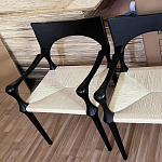 Стул дизайнерский с плетеным сидением Kronos Dining Chair Black варинант исполнения - 2 | Loft Concept в Саратове