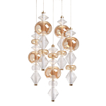 Люстра с плафонами из прозрачного и янтарного стекла в виде шаров и ромбов Gabriel Scott Luna варинант исполнения - 1 | Loft Concept в Саратове
