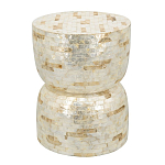 Приставной столик с мозаичным рисунком из раковин устриц Bone Inlay варинант исполнения - 1 | Loft Concept в Саратове