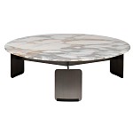 Столик журнальный с круглой мраморной столешницей на трех опорах Marble Stone Drawing варинант исполнения - 6 | Loft Concept в Саратове