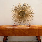 Зеркало-солнце круглое в раме из металла с золотыми с лучами Rays of Peace варинант исполнения - 2 | Loft Concept в Саратове