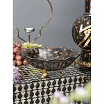 Блюдо черного цвета из фрафора на бронзовых ножках Eden Garden porcelain and bronze варинант исполнения - 3 | Loft Concept в Саратове