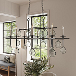 Люстра подвесная с 8-ю лампами и стеклянными круглыми подвесками Currey & Company варинант исполнения - 3 | Loft Concept в Саратове