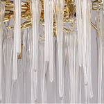 Люстра золотого цвета с декоративными ветками и длинными прозрачными стеклянными подвесами в форме сосулек Droplet Chandelier варинант исполнения - 4 | Loft Concept в Саратове