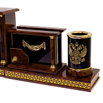 Настольный письменный набор с часами из природного камня обсидиана Royal Set варинант исполнения - 3 | Loft Concept в Саратове