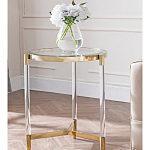 Золотой приставной столик с круглой стеклянной столешницей Weightless Table варинант исполнения - 8 | Loft Concept в Саратове