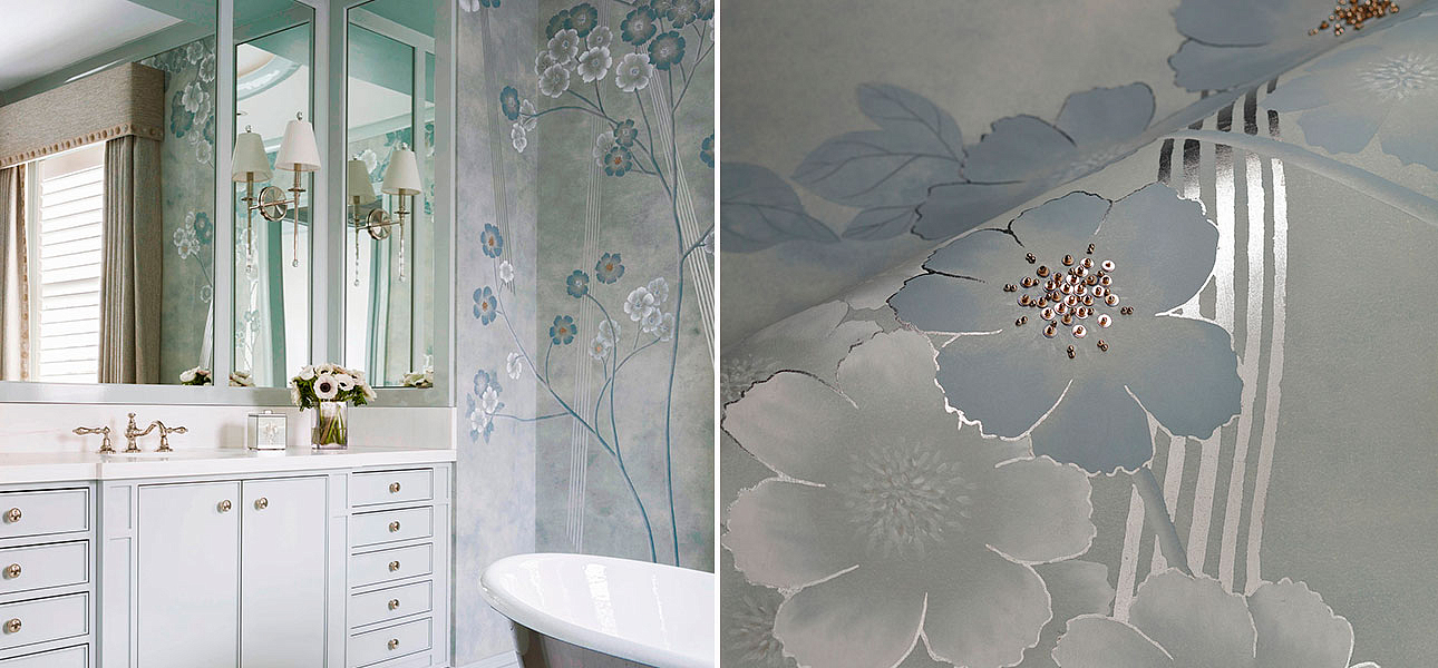 Обои ручная роспись Anemones in Light Special Colourway SC-235 on grey edo painted silk Обои ручная роспись Anemones in Light Special Colourway SC-235 on grey edo painted silk - Loft-Concept в Саратове