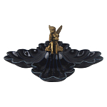 Менажница темно-синяя фарфоровая с бронзовой фигуркой ангела Eden Garden варинант исполнения - 1 | Loft Concept в Саратове