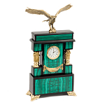 Часы настольные из натурального камня Малахит с декором в виде орла Eagle Stone Clock варинант исполнения - 2 | Loft Concept в Саратове