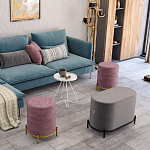 Банкетка круглая пыльно-розовый велюр на 4-х металлических ножках золотого цвета SANJAY варинант исполнения - 6 | Loft Concept в Саратове