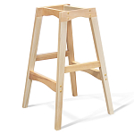 Барный стул со спинкой и подлокотниками на 4-х деревянных ножках Бежевый Велюр Ava Charm варинант исполнения - 3 | Loft Concept в Саратове