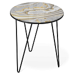 Стол журнальный c круглой столешницей из стекла серого цвета Gray and Gold Marble варинант исполнения - 1 | Loft Concept в Саратове