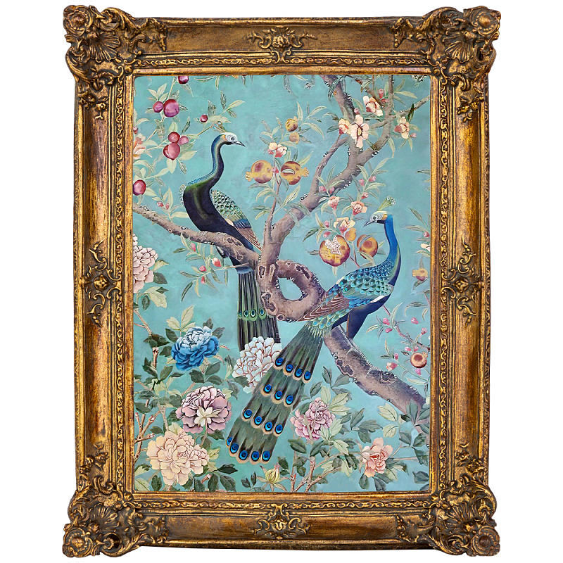 Постер в раме в стиле шинуазри Павлины на дереве Chinoiserie Imperial Garden Peacocks on a Tree Poster Мульти Античная Бронза Постер в раме в стиле шинуазри Павлины на дереве Chinoiserie Imperial Garden Peacocks on a Tree Poster Мульти Античная Бронза в Саратове | Loft Concept