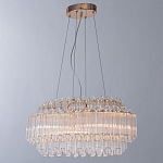 Люстра подвесная многослойная с прозрачными хрустальными трубками и золотистым каркасом Hexagon Tube Light варинант исполнения - 2 | Loft Concept в Саратове