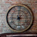 Часы настенные деревянные с римскими цифрами чёрного цвета Clock with History варинант исполнения - 2 | Loft Concept в Саратове