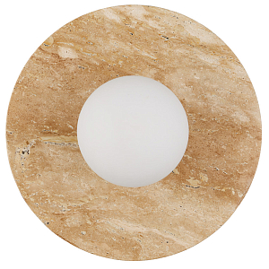 Бра в виде диска с плафоном из матового белого стекла Marble Glow