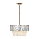 Люстра круглая с подвесками из текстурированного стекла молочного цвета Hinkley варинант исполнения - 9 | Loft Concept в Саратове