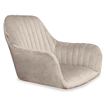 Барный стул со спинкой и подлокотниками на 4-х коричневых деревянных ножках Бежевый Велюр Ava Charm варинант исполнения - 5 | Loft Concept в Саратове