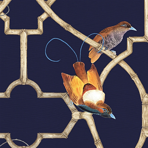 Обои ручная роспись Paradise Trellis Navy