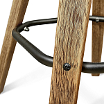 Барный стул со спинкой и металлической подставкой на 4-х деревянных ножках Зеленый Велюр Vendramin Chair варинант исполнения - 7 | Loft Concept в Саратове