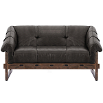 Двухместный диван Duncan винтажная черная кожа варинант исполнения - 1 | Loft Concept в Саратове